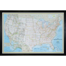 Craig Frames Wayfarer, Classic United States Push Pin Travel Map, Traditional Black Solid Wood Frame and Pins, 24 by 36-Inch