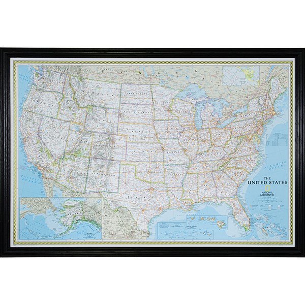 Craig Frames Wayfarer, Classic United States Push Pin Travel Map,