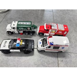 Yalujumb Toy Vehicles Set 4 Pack,Including Garbage Truck, Ambulance, Play Police Car and Fire Truck,Toddlers Cars with Smoke,Lights and Sound, Birthday Party Gifts Toys for Boys 3-5