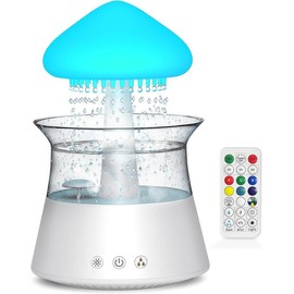 2025 New Arrival 【Diffuserlove】Cloud Rain Humidifier & Diffuser | Waterfall Lamp + White Noise | Remote Control | Relaxing Rain Sounds for Bedroom & Desk