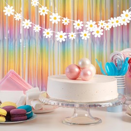 2 Pcs Daisy Boho Banner Party Decorations, Daisy Birthday Party Hanging Banner, Groovy Hippie Boho Birthday Decor, Spring Flower Garland Daisys Paper Cutouts for Wedding, Baby Shower