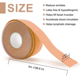 OHREN 4 Pieces Face Lifting Tape, Anti-Wrinkle Patch, Frown Line Patch, Facial Patches for Tightening and Firming the Skin (2.5 cm x 5 m)