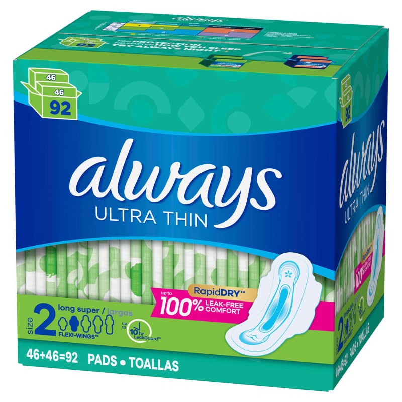 Always Ultra Thin Pads Size 2 Super Long Absorbency Unscented