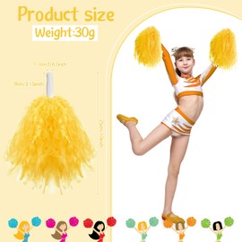 Meooeck 80 Pcs Cheerleading Pom Poms Sports Dance Cheer Pompoms with Handles Plastic Cheerleader Stuff for Sport Gymnastics Adults Cheering Team Party Decorations(Yellow)