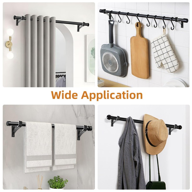 KOLAKO 4 Pack Curtain Rod Bracket, Heavy Duty Curtain Rod