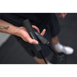 SwissSkip Heavy Jump Rope by Dayan Kolev; 1lbs Weighted Rope for Beginners and Professional Athletes; (Raven Black)