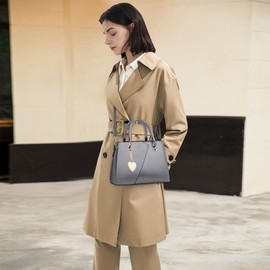 DORRISO Fashion Women's Handbag Medium PU Leather Handbag Shoulder Bag with Chic Pendant Shopper Bag Messenger Bags for Travel Shopping Work Holiday Business Women's Shoulder Bag, gray, Handbags