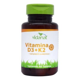 Vidanat Vitamina D3 + K2 Vidanat 60 Tabletas Suplemento Sin Sabor