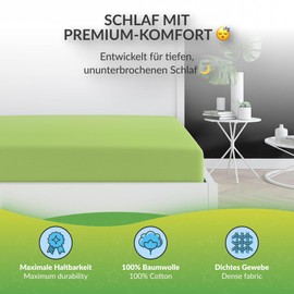 etérea Jersey 2er Set Spannbettlaken 60x120cm - 70x140cm Jade bis 15 cm Höhe - 100% Baumwolle Spannbetttuch Oekotex - Doppelpack Bettlaken 60x120 cm - 70x140 cm - Grün