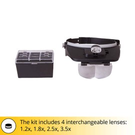 Levenhuk Zeno Vizor H3 Head Multi-Power Magnifier with LED Light for Professional and Home Work with Small Objects