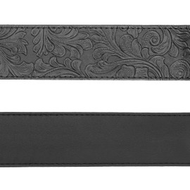 Printed Leather Guitar Strap - PU Western Vintage 60's Retro With Genuine Leather Ends for Electric Bass, Wide Adjustment Range, Tie, 2 Picks Included - Black