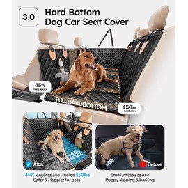 Wigoo Dog Truck Seat Cover for Back Seat, Dog Hammock with Hard Bottom Support (450lbs), Heavy Duty Waterproof Car Bed Extender for 2-4 Large Dogs, Backseat Protector for Truck/SUV, XL Size, Black