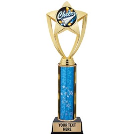 Crown Awards Cheer Trophies, 11" Gold Star Cheer Megaphone Trophy with Engraving Included Prime