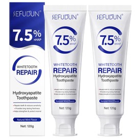 2 x Hydroxyapatite toothpaste 120 g, fluoride-free filling material, reduces sensitivity, prevents tooth decay, natural mint for long-lasting fresh and healthy teeth