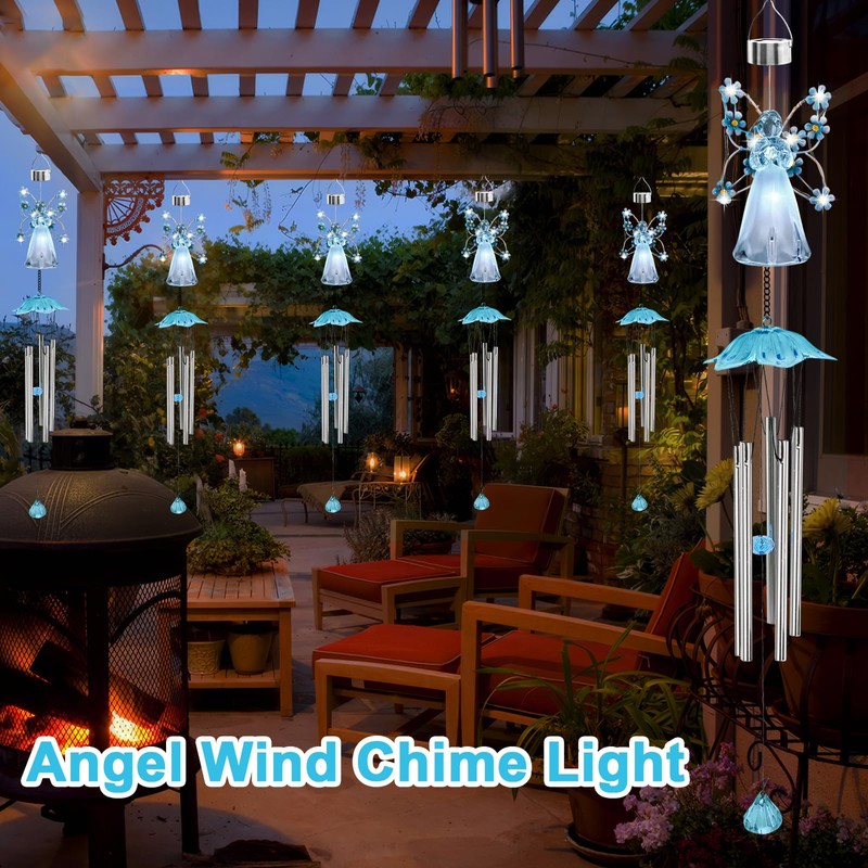 Strackvial Solar LED Angel Wind Chimes, Hanging Angel Wind Chime