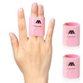 2Pcs Finger Splints, Adjustable Thumb Splint, Breathable Finger Buddy Wraps Sleeve Support, Fingers Brace Straps for Football, Basketball and Sport（Pink）