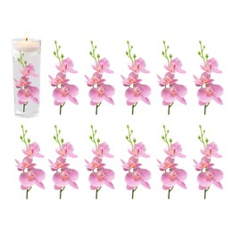 ARDUX (12 Pieces) Artificial Flowers for Floating Candles Mini Artificial Orchid Flower Vase Fillers for Wedding Dinning Table Party Home Bar Restaurant Decoration (Pink)