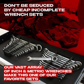 24pc IN/MM TIGHTSPOT Ratcheting Wrench Set - MASTER SET Including Inch & Metric With Quick Access Wrench Organizer - Our standard in combination wrench sets from gear to tip