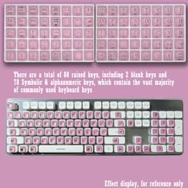 Zooplan 80 Pcs Self-Adhesive PC Keyboard Keys for Long Nails Typing and Gaming, ​​Anti-Damage Symbolic and Alphanumeric Keys for Nail-Art (Pink)