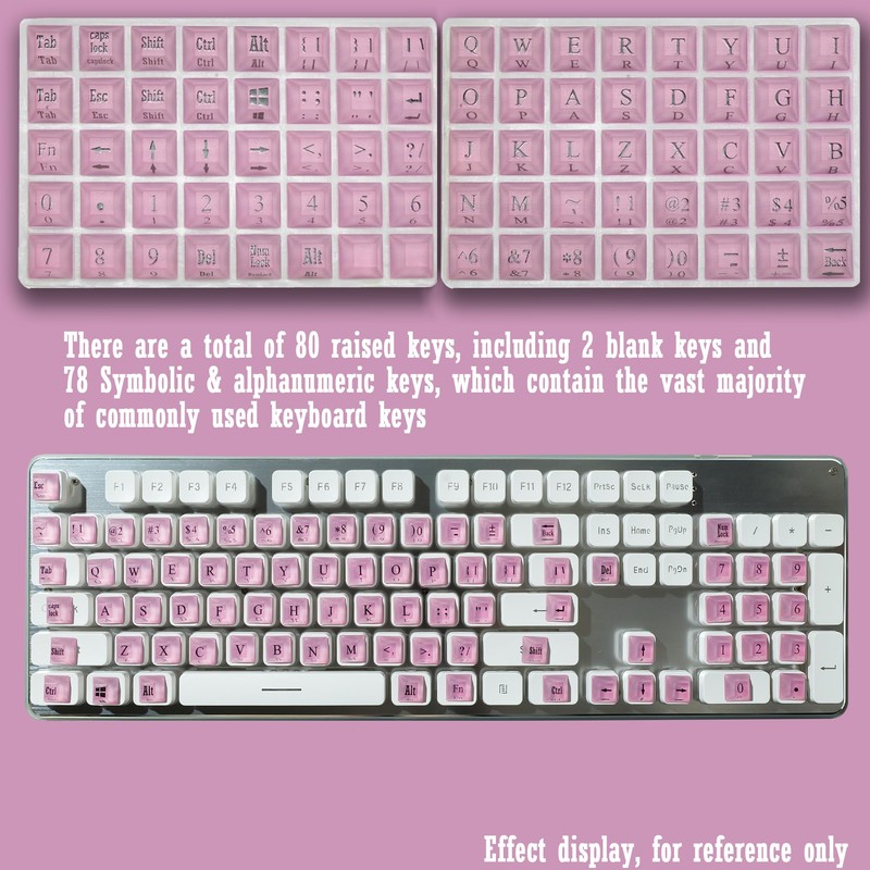 Zooplan 80 Pcs Self-Adhesive PC Keyboard Keys for Long Nails