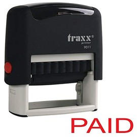 Paid Rubber Stamp Self Inking (RED Ink) - Imprint 11 38 x 14mm - Capital Bold Lettering to Ink Your Paid Documents