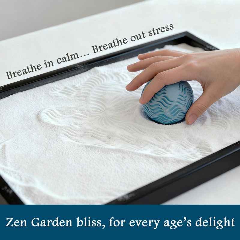 AOVOA Japanese Zen Garden Kit for Desk with 3 Sand