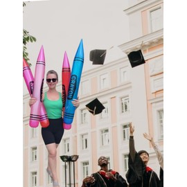 Zugar Land Huge 42" Colorful Inflatable Crayons (Set of 4 Colors) Jumbo-Sized Blow-Up Inflate Decoration Giant Prop For Birthday Party (8 Pack - 4 Colors)