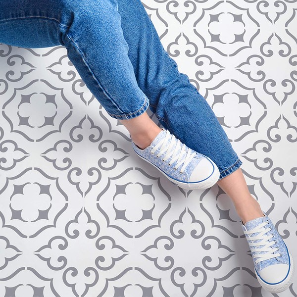 STENCILIT Malaga Tile Stencil for Painting Floors - Repositionable for