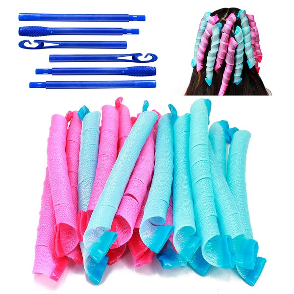 Pack of 40 Hair Rollers, Spiral Curls, DIY Curlers Overnight