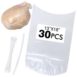 Anmboor Poultry Shrink Bags, chicken bag, 30Pack 13x18 Inches Clear Poultry Heat Shrink Wrap Freezer With 30 Zip Ties, a Silicone Straw for Chickens, Rabbits