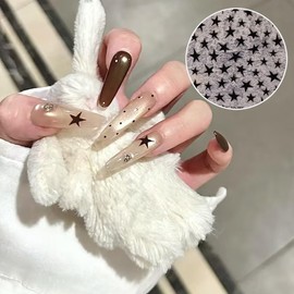 FsGrg Star Nail Stickers Multiple Size Patterns Simple and Easy to Use for Beginners, Cute Star Pattern, Durable, Set of 4 Colors, Black, White, Pink, Blue