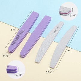 Juego de limas de uñas acrílicas y pulidores de uñas, grano 100/180, limas de uñas lavables, herramientas de manicura para uñas naturales