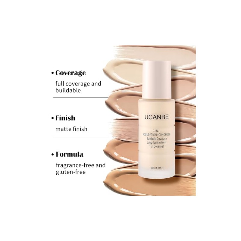UCANBE Base de maquillaje y corrector 2 en 1, cobertura