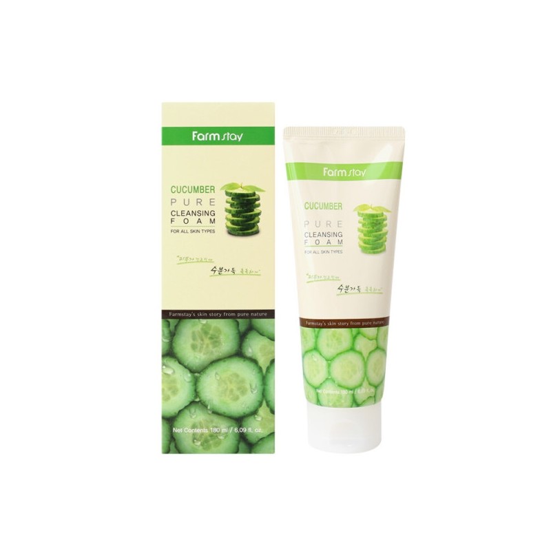 Farmstay Pure Cleansing Foam Cucumber 180ml / 팜스테이 퓨어 클렌징폼