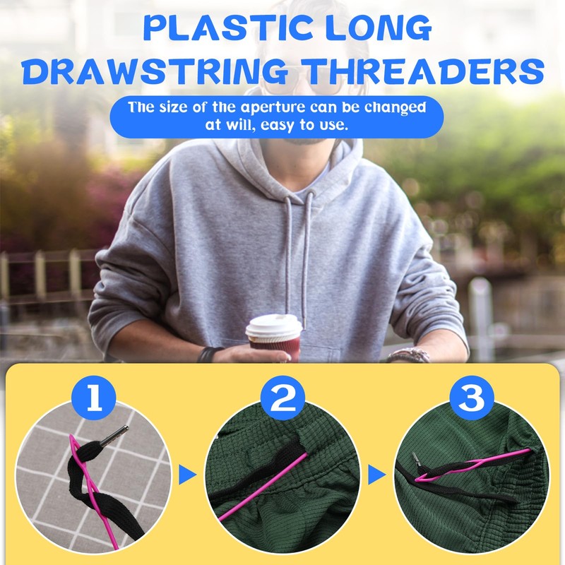ENCHOL 18 Pcs Drawstring Threader Tool Set with Bodkin, Loop