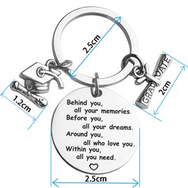 BOOSHMall Graduation Keyring, Graduation Keyring Inspirational Graduation Party Bag, Engraving Diploma Bachelor Cap Pendant, Graduation Gift for Friends, Universal