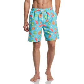TSLA Men's Swim Trunks, Quick Dry Beach Swimming Board Shorts, Bathing Suits with Inner Mesh Lining and Pockets, Print 7'' Board Shorts Fruit Punch, Small