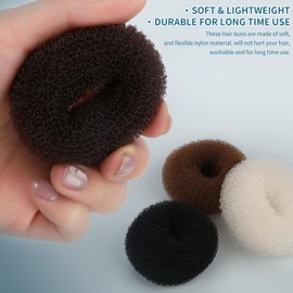 Teenitor Small Donut Hair Bun Maker Set - 4 Colors Small Size Hair Bun Maker, Hair Donuts for Buns Kids, 5 Elastic Bands, 20 Hair Pins, Donut Bun Makers for Kids, Bun Forms for Hair