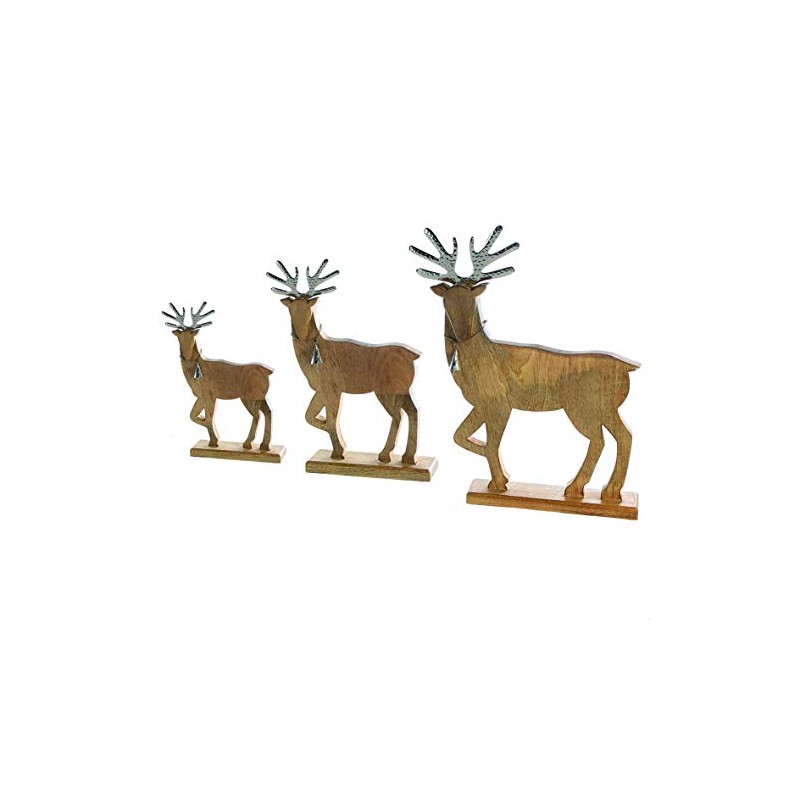 Deer Reindeer Audra, Wood, brown, 27 cm Decorative Figure Sculpture