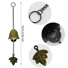 MrMrKura Japanese Leaf Wind Chimes, Small Wind Bell Pendent for Outside Hanging Cast Iron Wind Chime Ornament for Bless Garden Backyard Home Decor (Bronze)