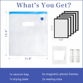 Mivanka Magnetic Photo Frames with Vacuum Sealer Bag for Dried Flowers Preserve, Extend The Longtime of Dried Fowers, 5PCS Black Large Size for Flowers, Plants Save with Drying Plate