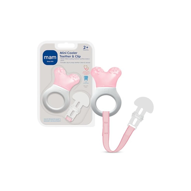 MAM Mini Cooler Teether with Clip, Girl, 2+ Months