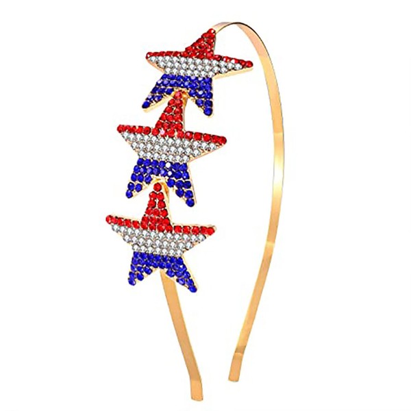 BinaryABC 4th of July Patriotic Headband Rhinestone American Flag Star Headband,Independence Day Fourth of July Costume Hair Accessories (Style 4)