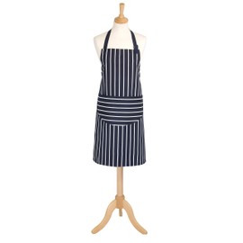 Classic Butcher's Stripe Standard Length Adult Apron in Navy Blue