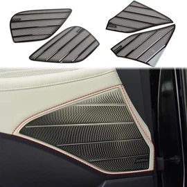 Korlot Black Stainless Steel Interior Audio Speaker Cover Decorative Trim for 2020-2023 Hyundai Palisade (Door Big Speaker)
