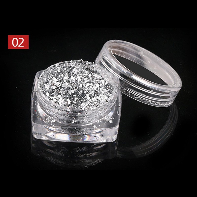 2 Colors Gold Foil Silver Foil Powder Nail Foil Super