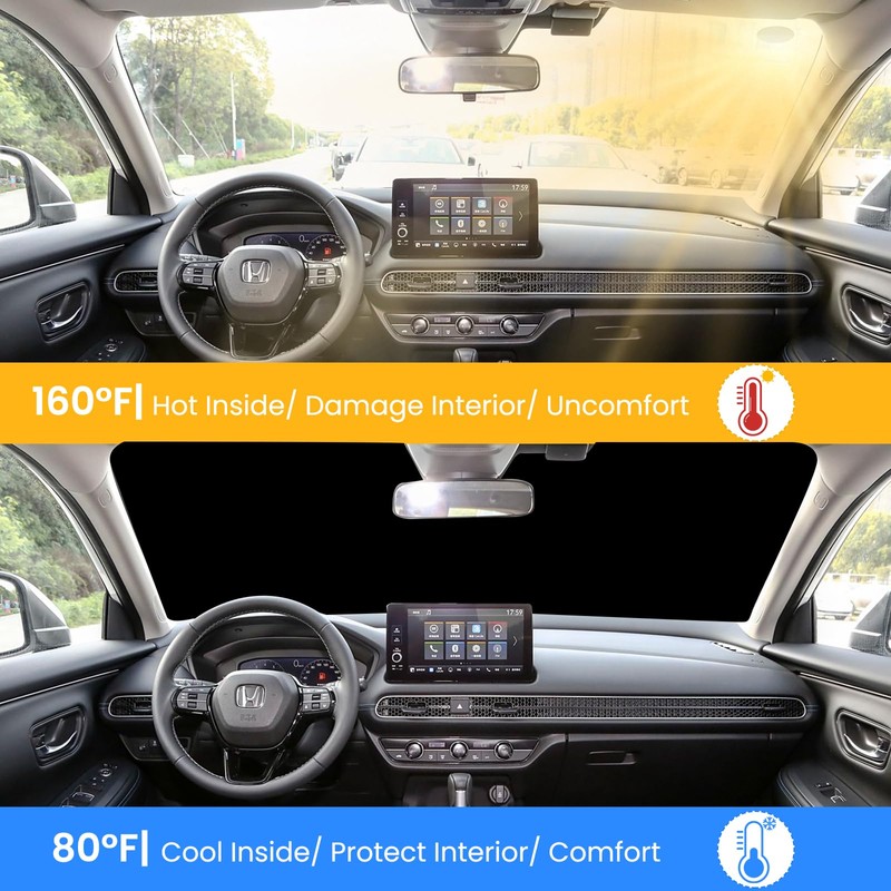 Foldable Sun Shade WODSTA Full Coverage Windshield Sunshade Compatible with