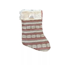 Unbranded NEW RED & WHITE CHRISTMAS Stocking FAUX FUR TRIM SNOWFLAKE KNIT Sweater~16 INCH