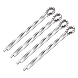 sourcing map Split Cotter Pin - 5mm x 60mm 304 Stainless Steel 2-Prongs Silver Tone Fastener Clip Key 4Pcs
