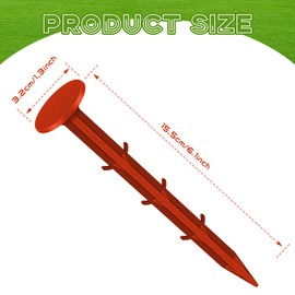 32 Pcs Garden Stakes Survey Markers Low Profile Survey Stakes Plastic Property Line Markers Anchors Spikes 6.3 Inch for Paver Landscape Fabric Lawn Edging Tarps Weed Barriers (Orange)